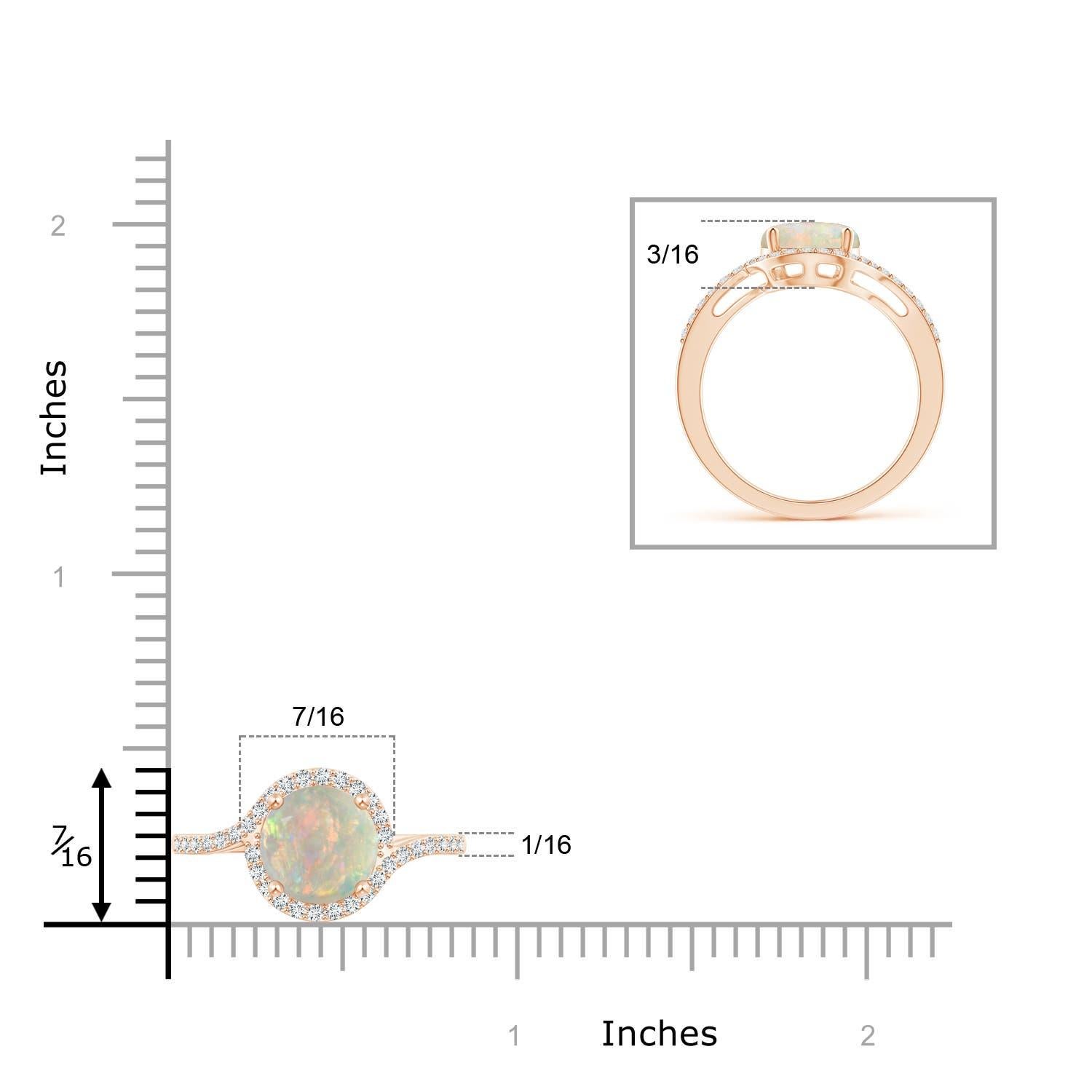 Angara natürlichen Bypass Runde 1,15 ct Opal und Diamant Halo Ring in 14K massivem Gold Damen im Angebot