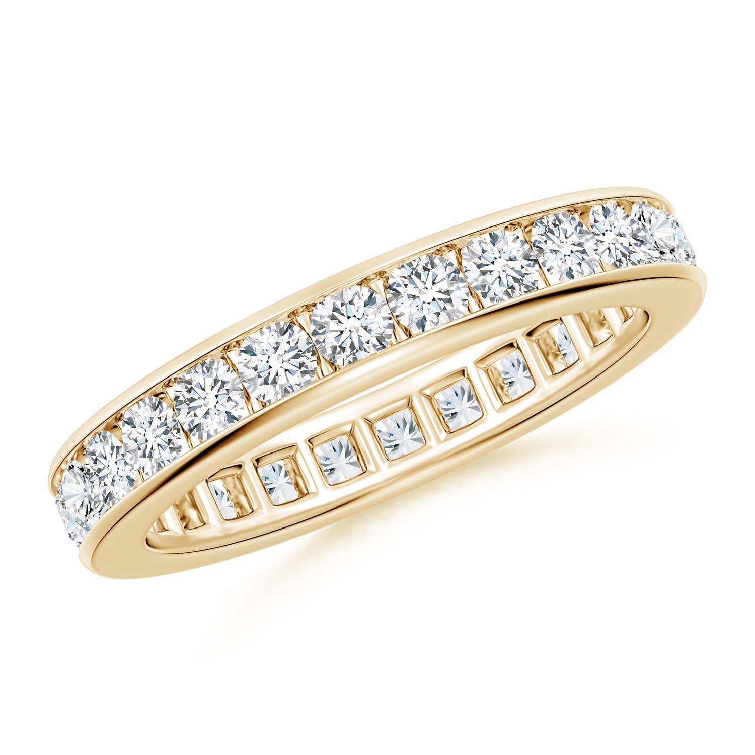 Angara Natural Channel-Set 1,57ct Diamant Ewigkeit Ehering 14K Solid Gold im Angebot 1
