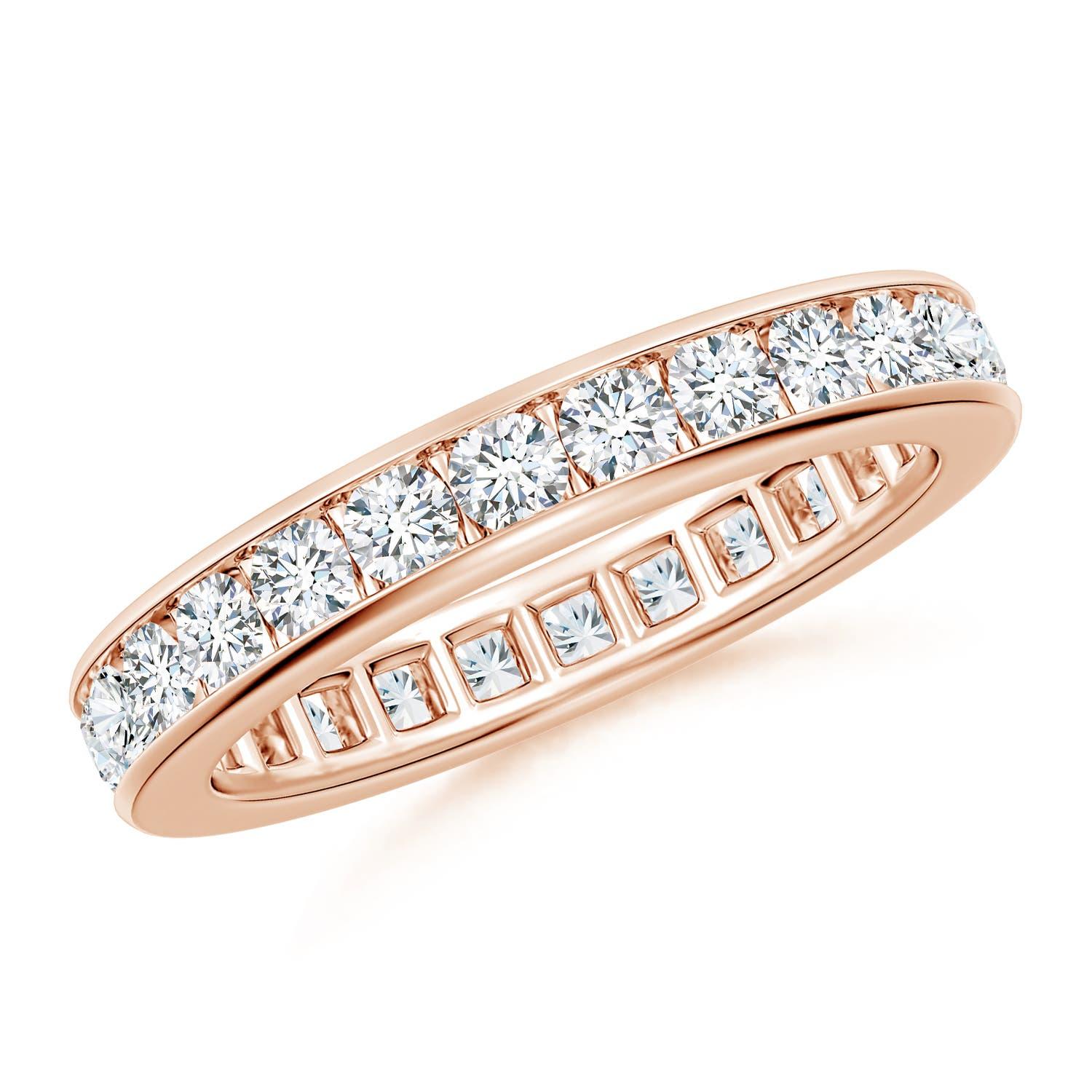 Angara Natural Channel-Set 1,57ct Diamant Ewigkeit Ehering 14K Solid Gold im Angebot 2
