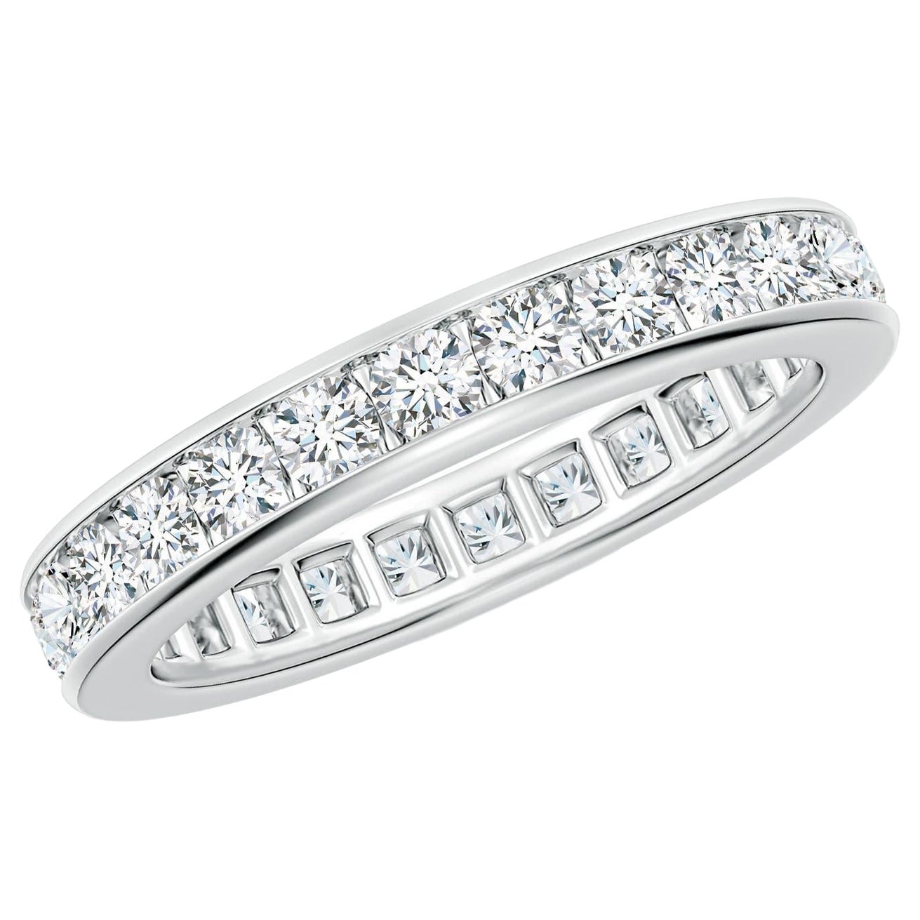 Angara Natural Channel-Set 1,57ct Diamant Ewigkeit Ehering 14K Solid Gold