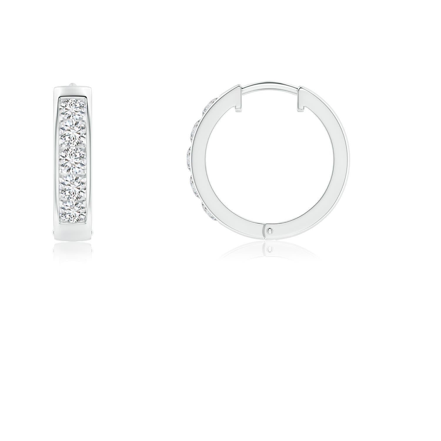 Orecchini a cerchio con diamanti naturali incastonati a canale Angara in oro massiccio 14K per donna In condizioni Nuovo in vendita a Los Angeles, CA