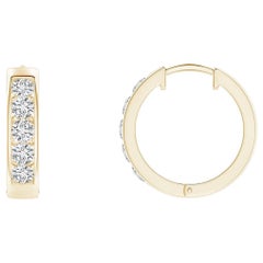 Orecchini a cerchio con diamanti naturali incastonati a canale Angara in oro massiccio 14K per donna
