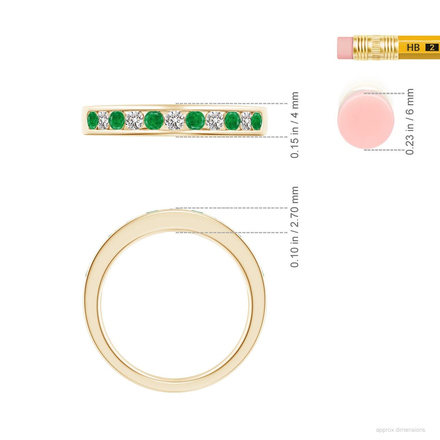 Anello Angara con smeraldo naturale incastonato e diamante per l'eternità in oro massiccio 14 carati in vendita 1