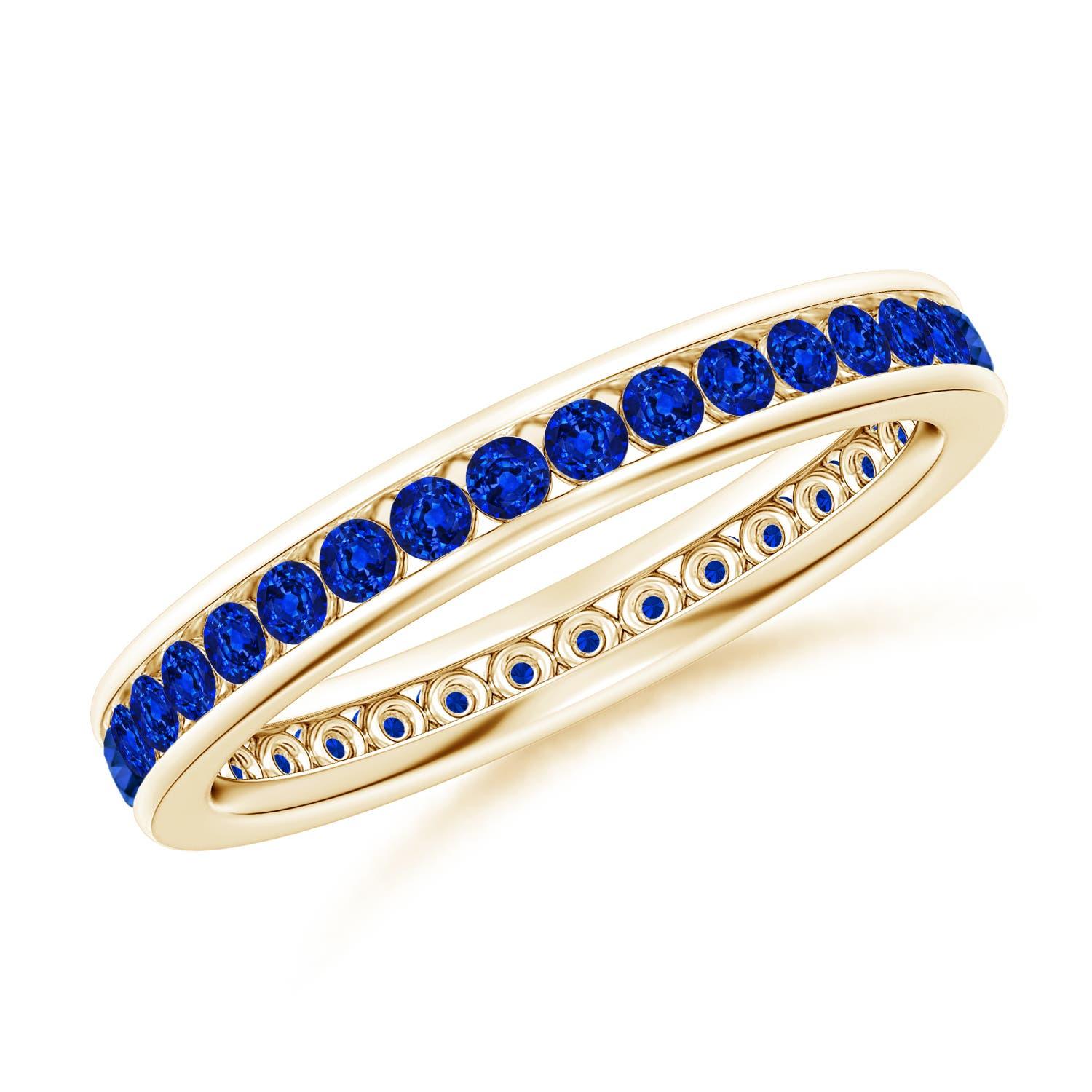 Angara Natural Channel Set Eternity Sapphire Ehering in 14K massivem Gold Damen im Angebot
