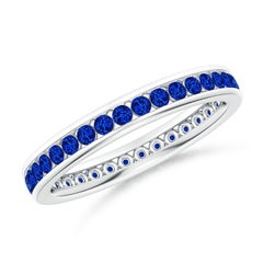 Angara Natural Channel Set Eternity Sapphire Wedding Ring in 14K Solid Gold
