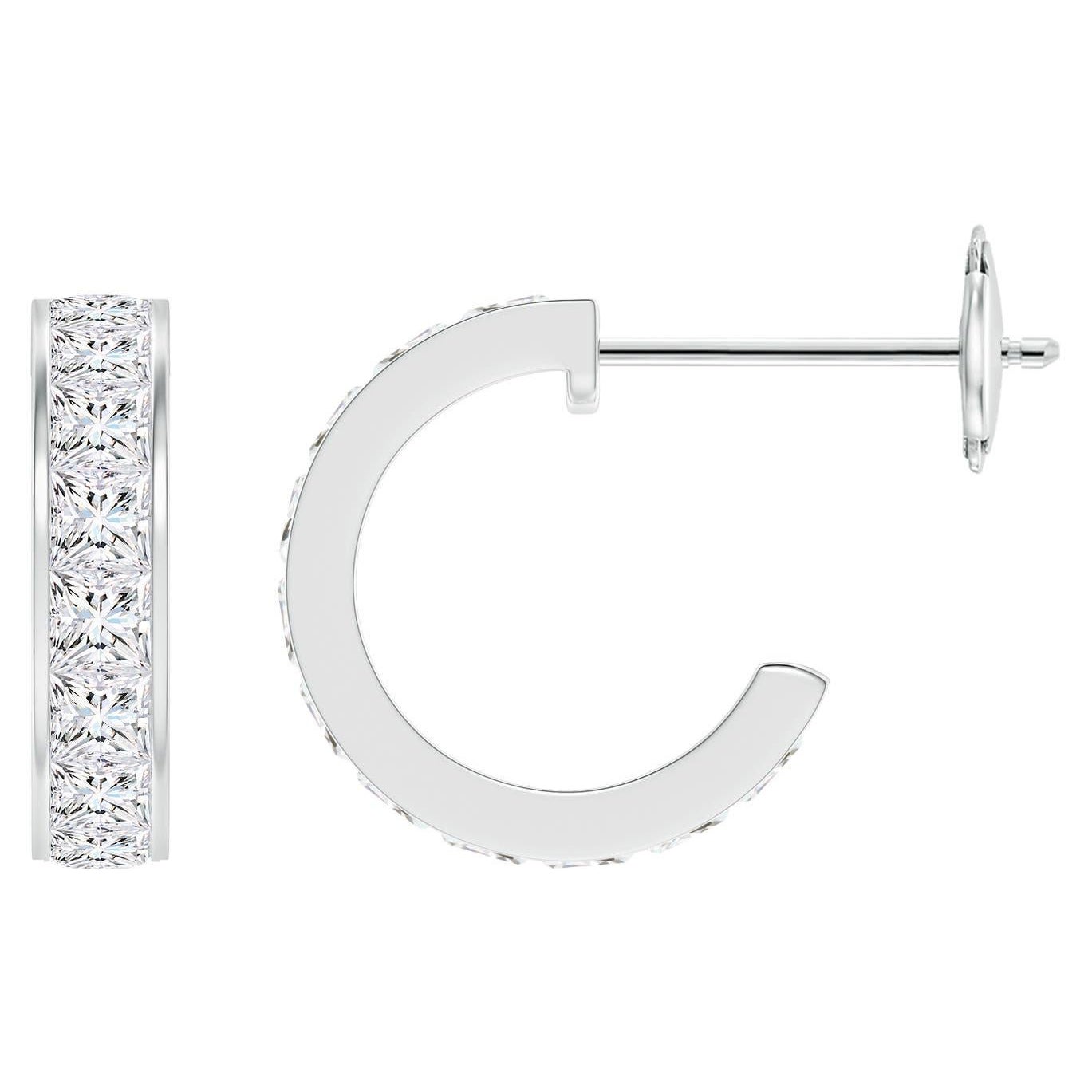 Angara Natural Channel-Set Princess 1.1 ct Diamond Hoop Earrings in 14K Gold For Sale