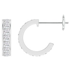Angara Natural Channel-Set Princess 1.1 ct Diamond Hoop Earrings in 14K Gold
