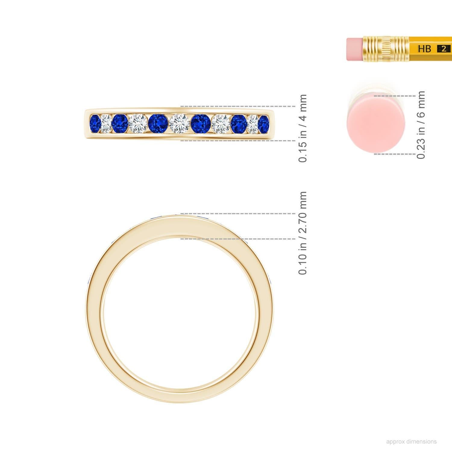 Women's Angara Natural Channel Set Sapphire and Diamond Semi Eternity Ring in 14K Gold For Sale