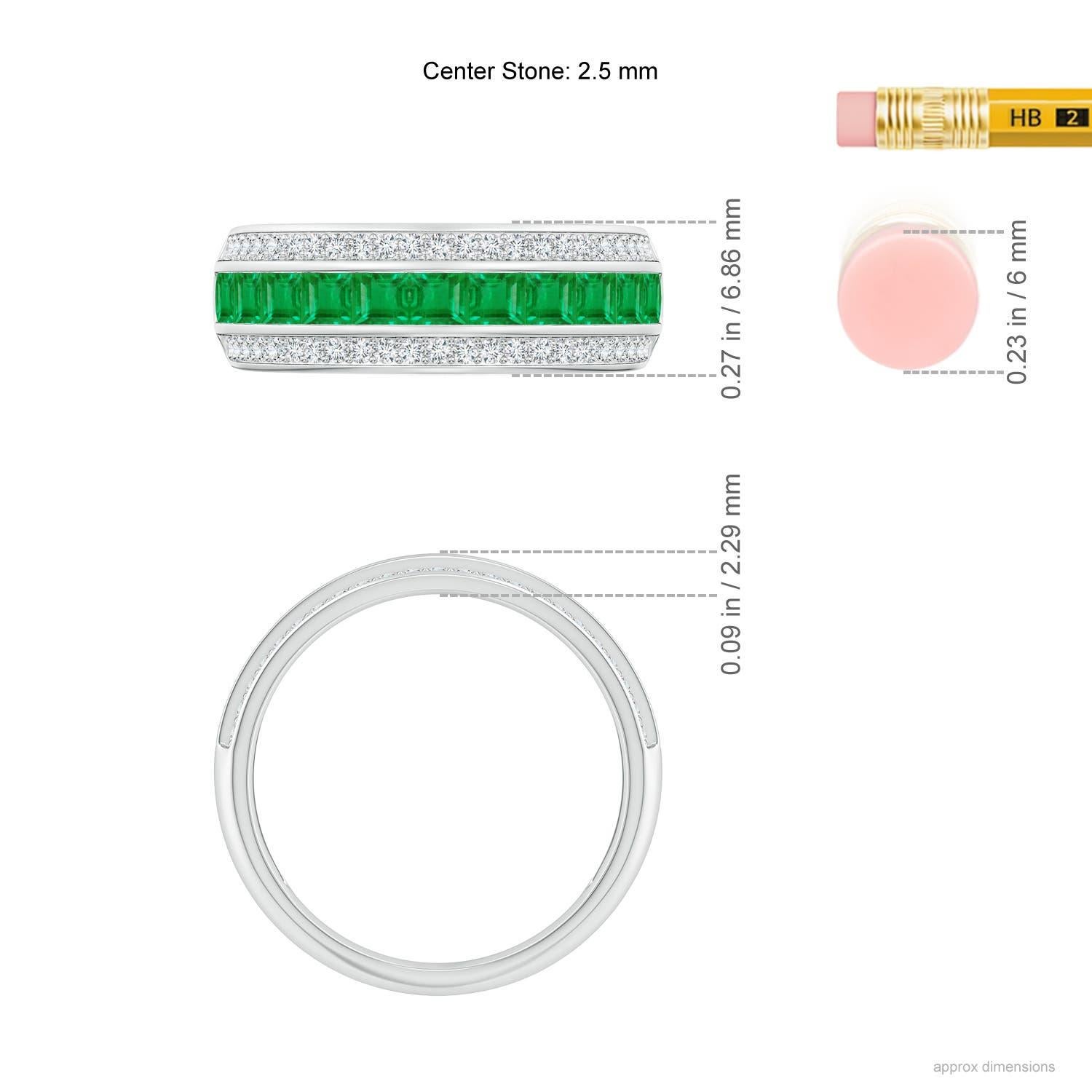 De las mujeres Anillo de diamantes y esmeraldas cuadradas naturales engarzadas en canal Angara, oro de 14 quilates en venta