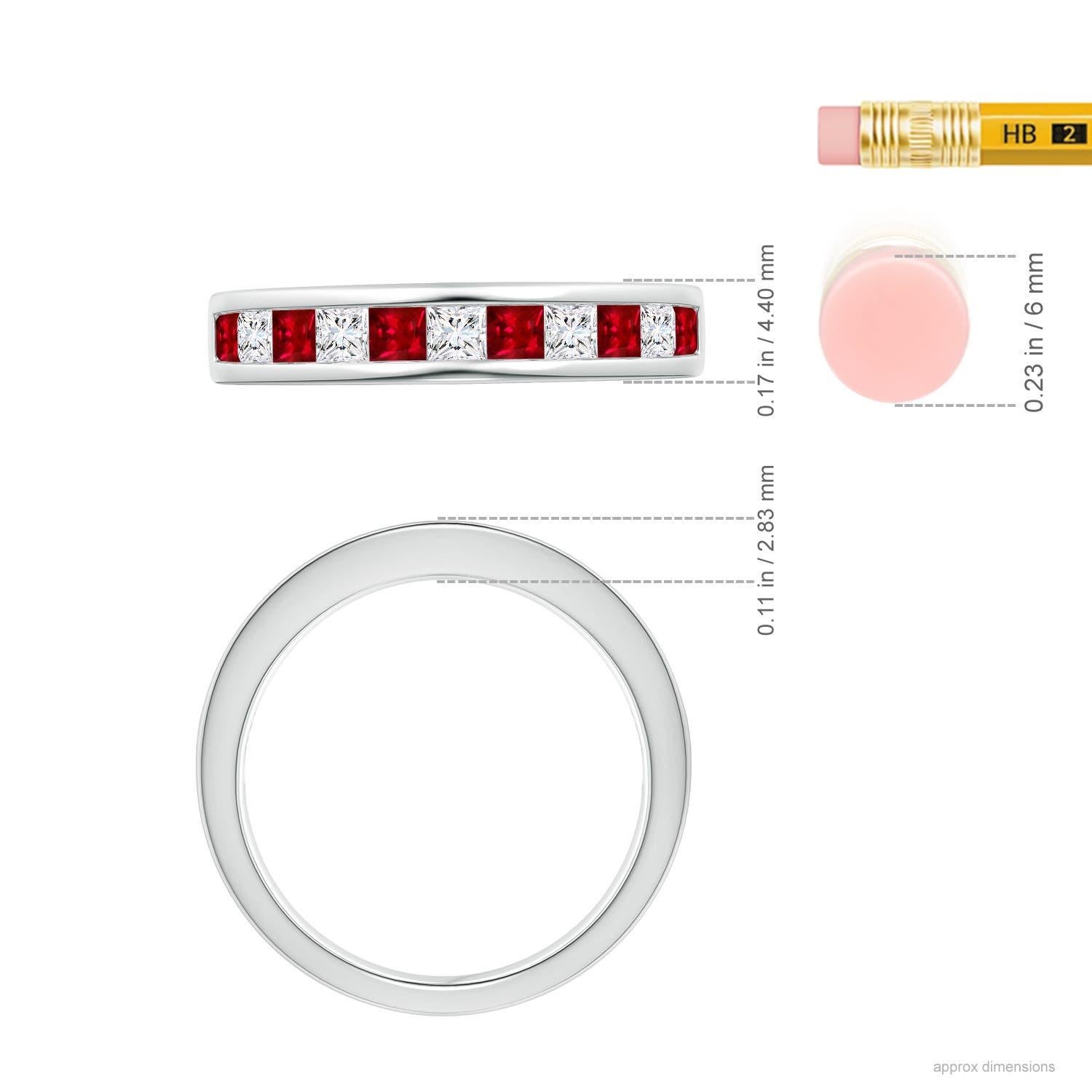De las mujeres Angara Anillo de Eternidad de Rubí Cuadrado de Canal Natural y Diamante en Oro Macizo de 14K en venta