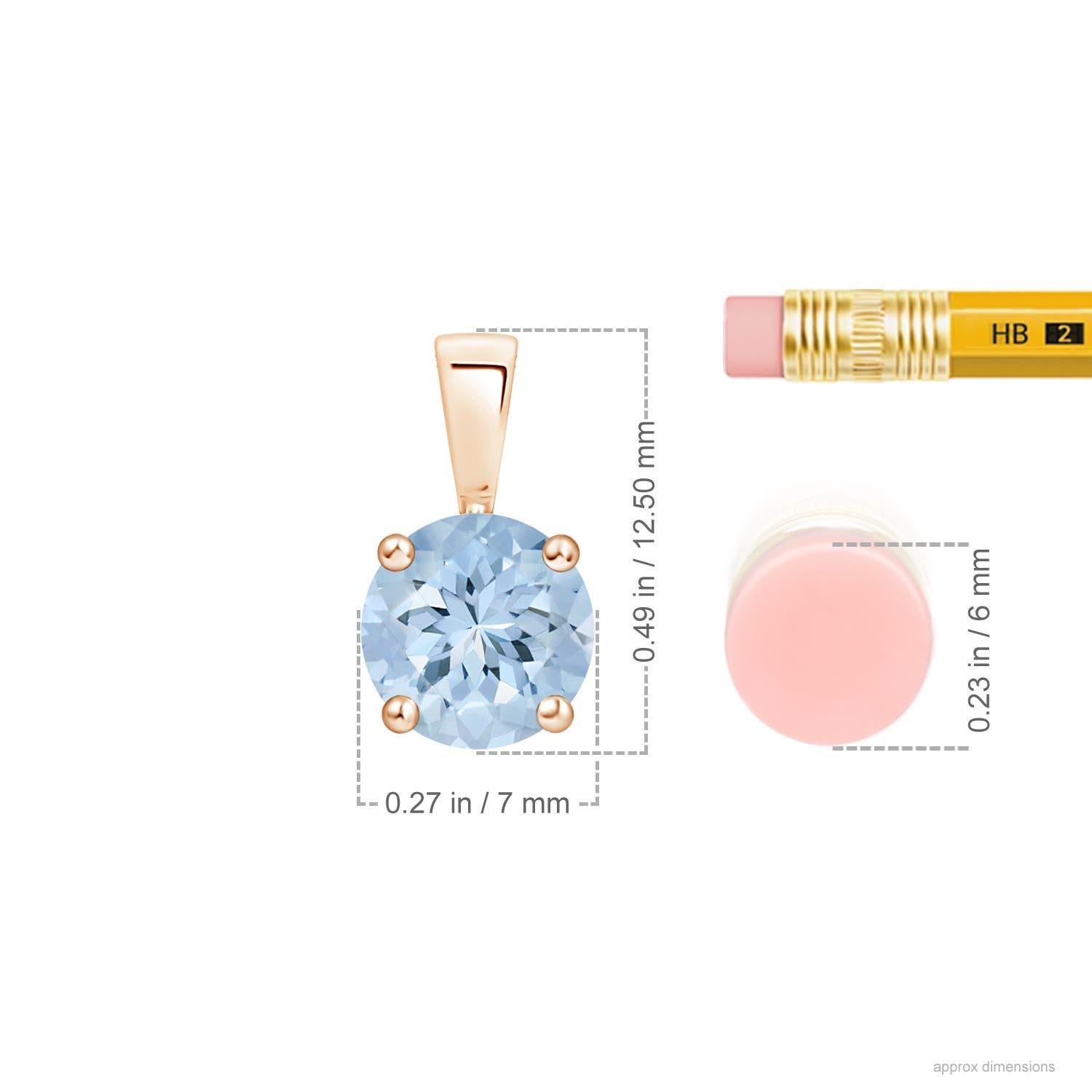Taille ronde Angara Natural Classic 1.12 ct Aquamarine Solitaire Pendentif en or massif 14K en vente