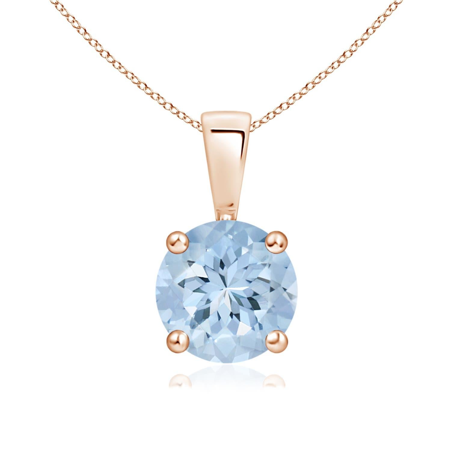 Angara Natural Classic 1.12 ct Aquamarine Solitaire Pendentif en or massif 14K en vente