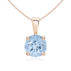 Angara Natural Classic 1.12 ct Aquamarine Solitaire Pendentif en or massif 14K