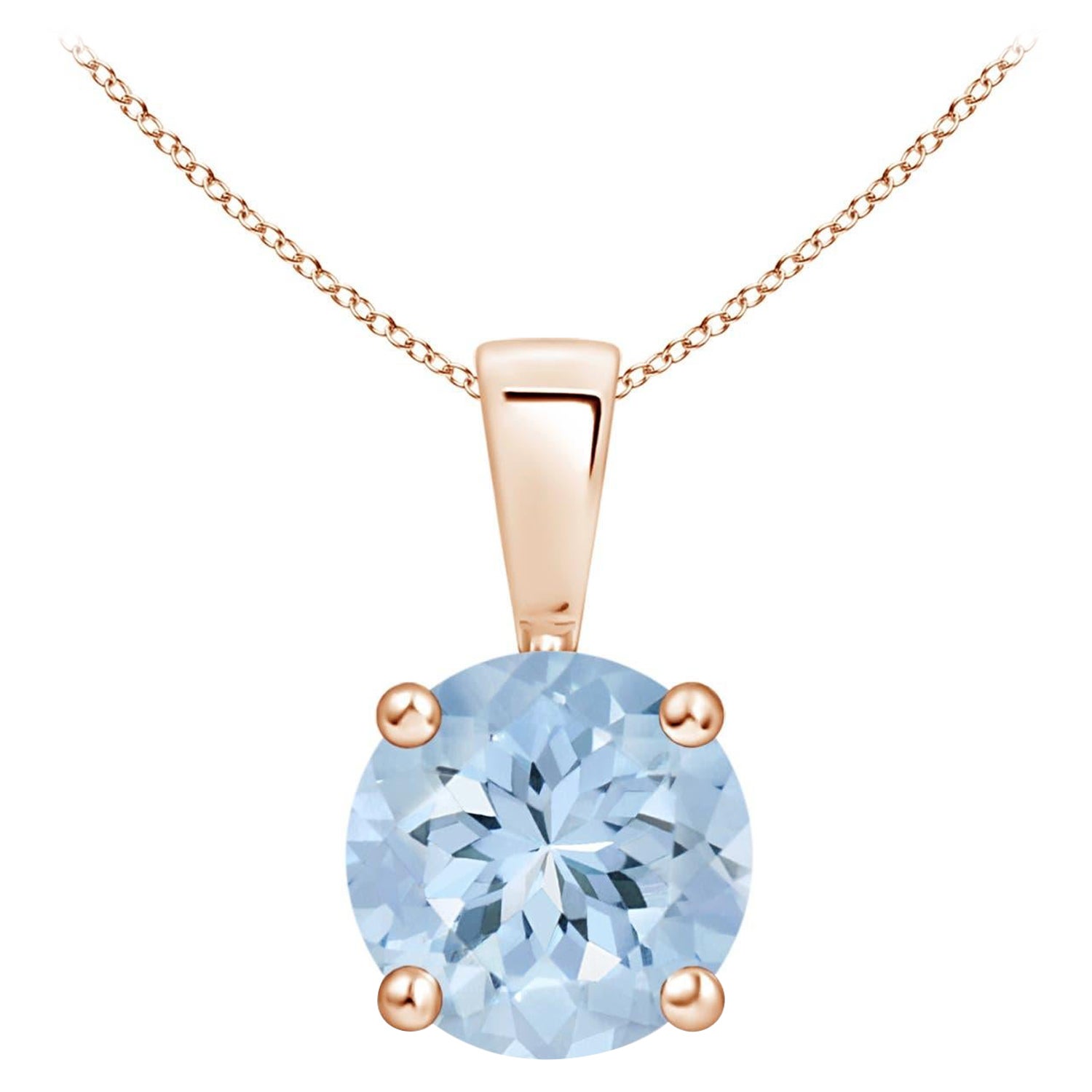 Angara Natural Classic 1.12 ct Aquamarine Solitaire Pendant in 14K Solid Gold For Sale