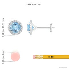 Angara Natural Classic 2.24 ct Aquamarine and Diamond Stud Earrings in 14K Gold
