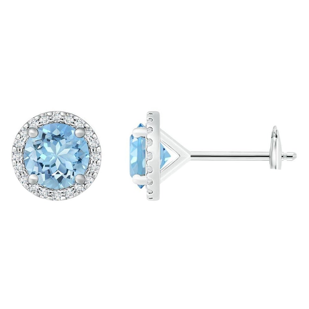 Angara Natural Classic 2.24 ct Aigue-marine et diamants clous d
oreilles en or 14K