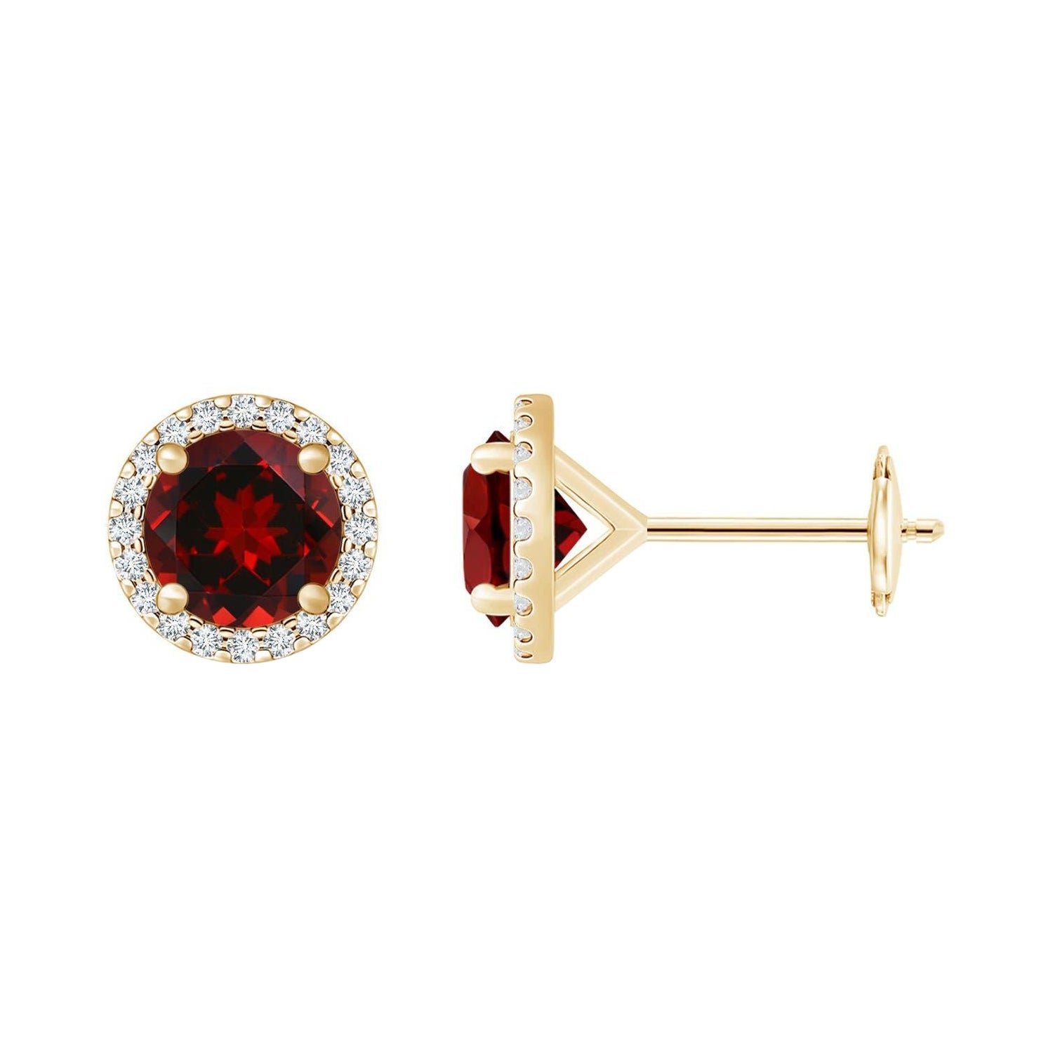 Angara Orecchini classici naturali con granato da 9 ct e diamanti a raggiera in oro 14K
