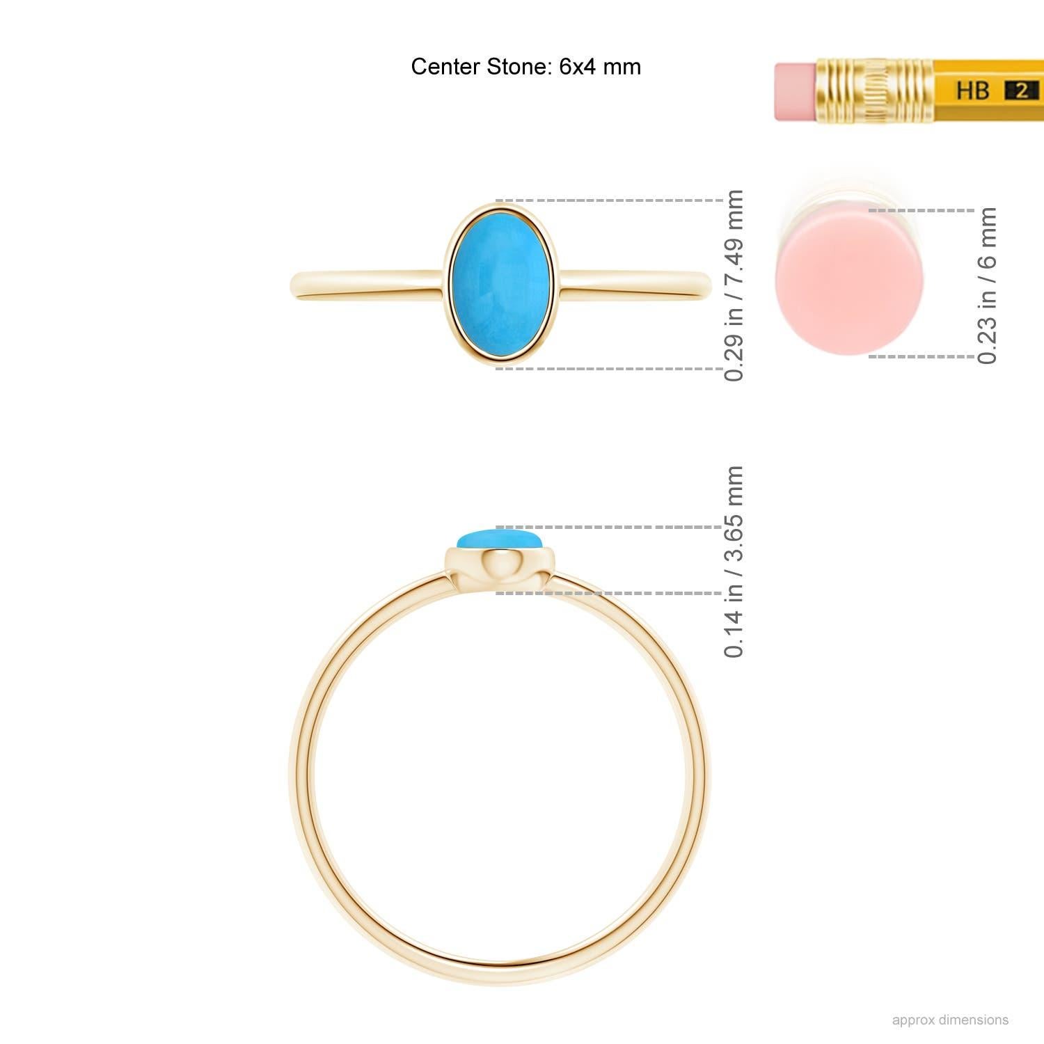 Donna Anello Angara con turchese ovale classico naturale incastonato in oro massiccio 14K per donna in vendita