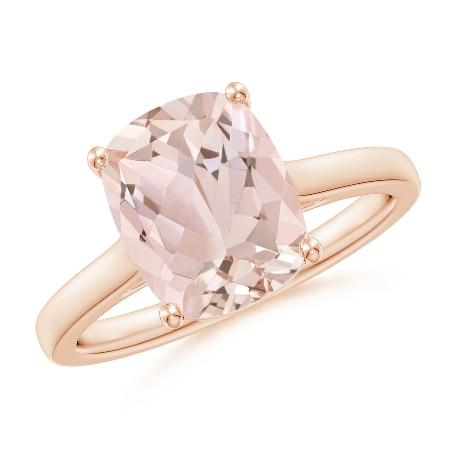 Angara natürlichen klassischen Kissen 2,7 kt Morganit Solitär-Ring in 14K massivem Gold im Angebot 1