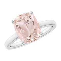Angara Natural Classic Cushion 2.7 ct Morganite Solitaire Ring in 14K Solid Gold