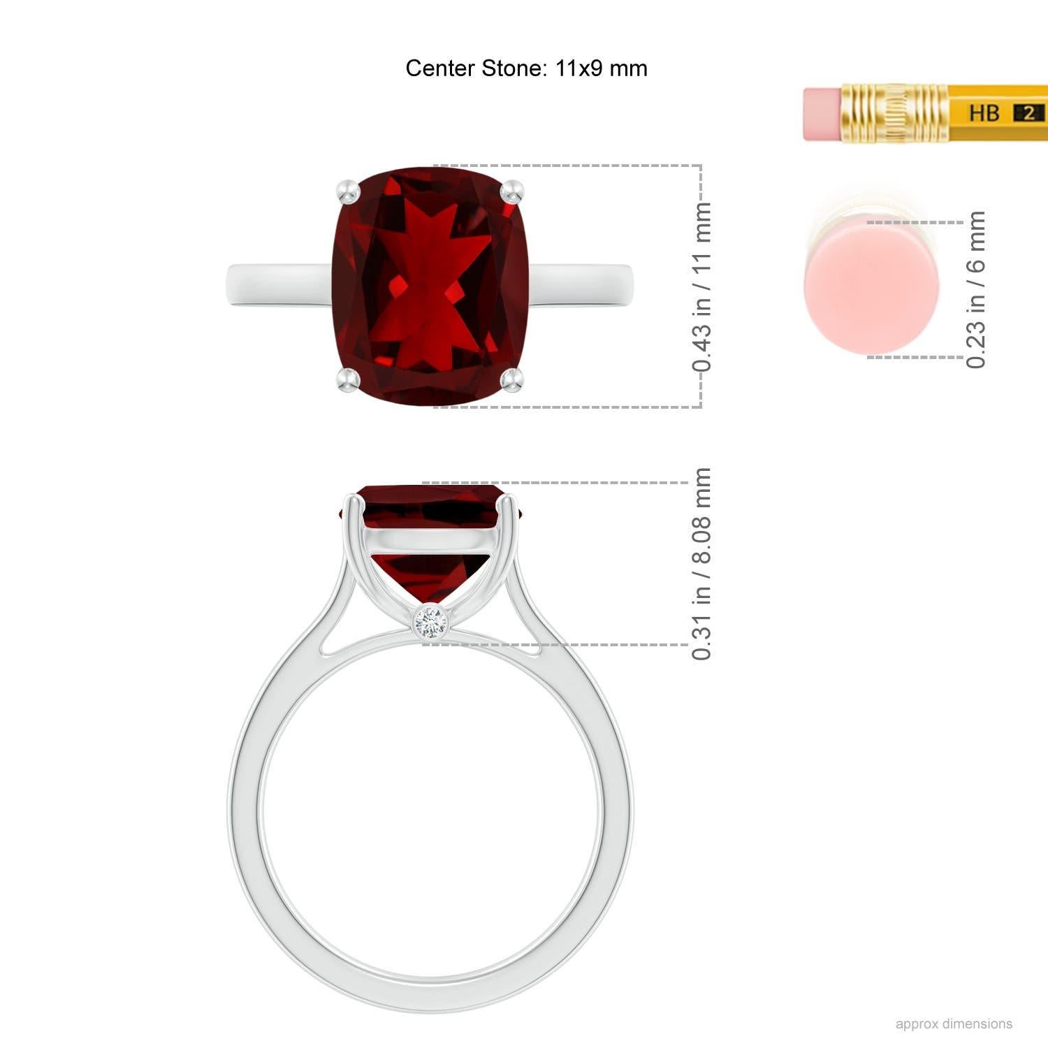 Angara Natural Classic Cushion 4.5 ct Garnet Solitaire Ring in 14K Solid Gold For Sale 1