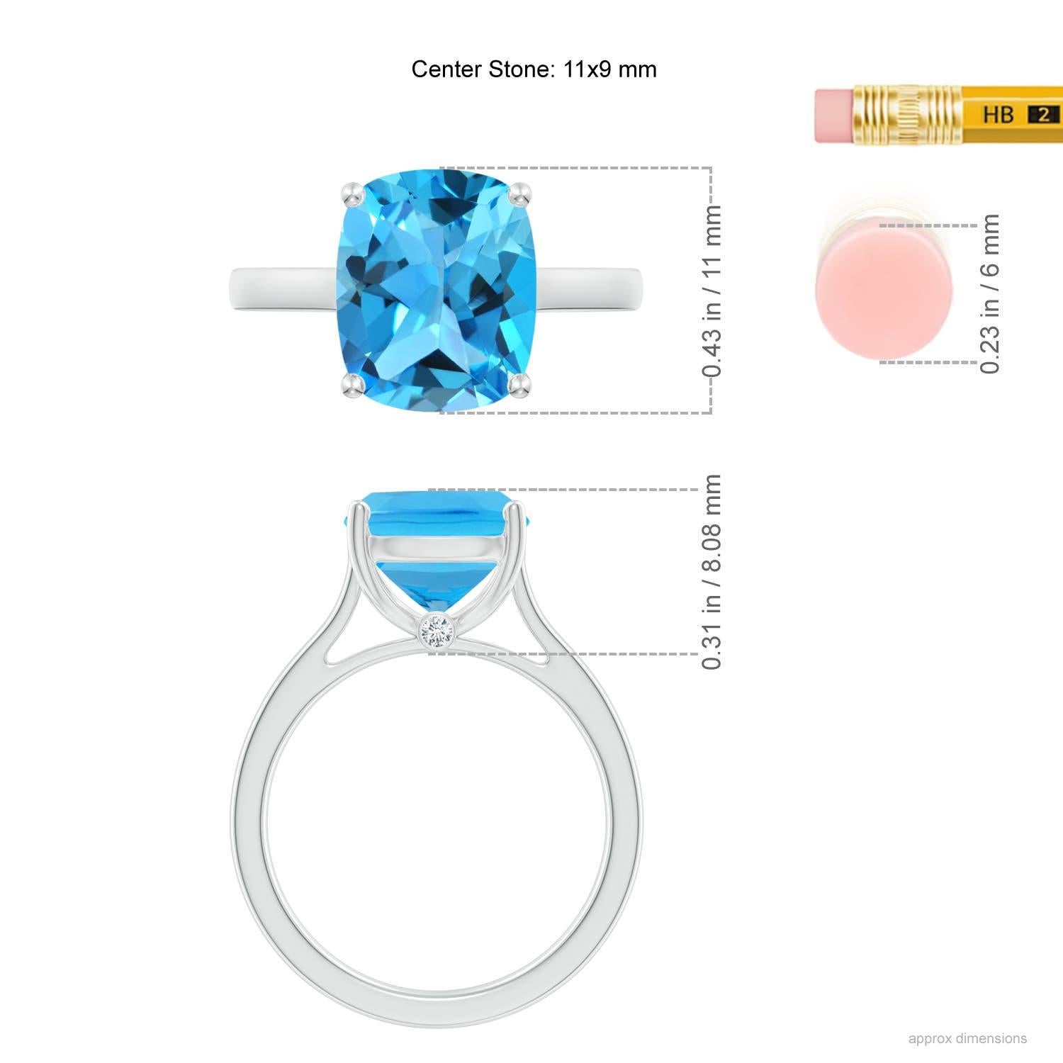 Angara natürlichen klassischen Kissen 4,5ct Schweizer Blau Topas Solitär Ring in 14K Gold im Angebot 1