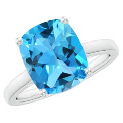 Angara natürlichen klassischen Kissen 4,5ct Schweizer Blau Topas Solitär Ring in 14K Gold