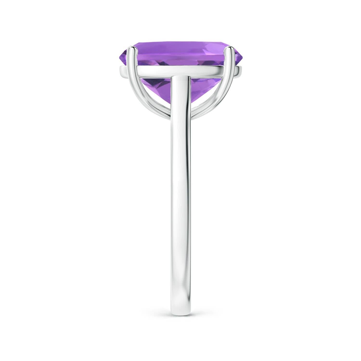 De las mujeres Anillo solitario de amatista Angara Natural Classic Cushion de 4,6 ct en oro macizo de 14 quilates en venta