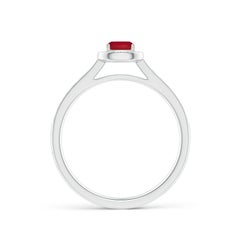 Angara Natural Classic Cushion Ruby Ring with Diamond Halo in 14K Solid Gold