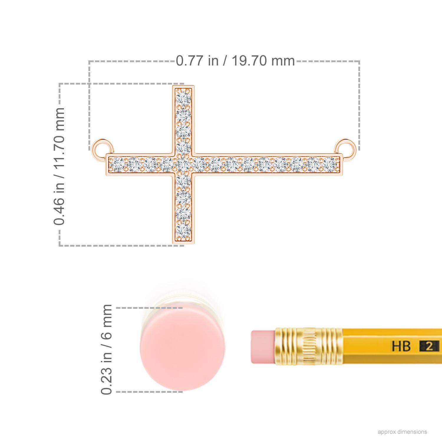 The traditional cross pendant is designed in a contemporary style and crafted in 14k rose gold. Pave set diamonds embellish the cross, radiating unmatched brilliance and allure. This dazzling diamond sideways cross necklace is a beautiful symbol of