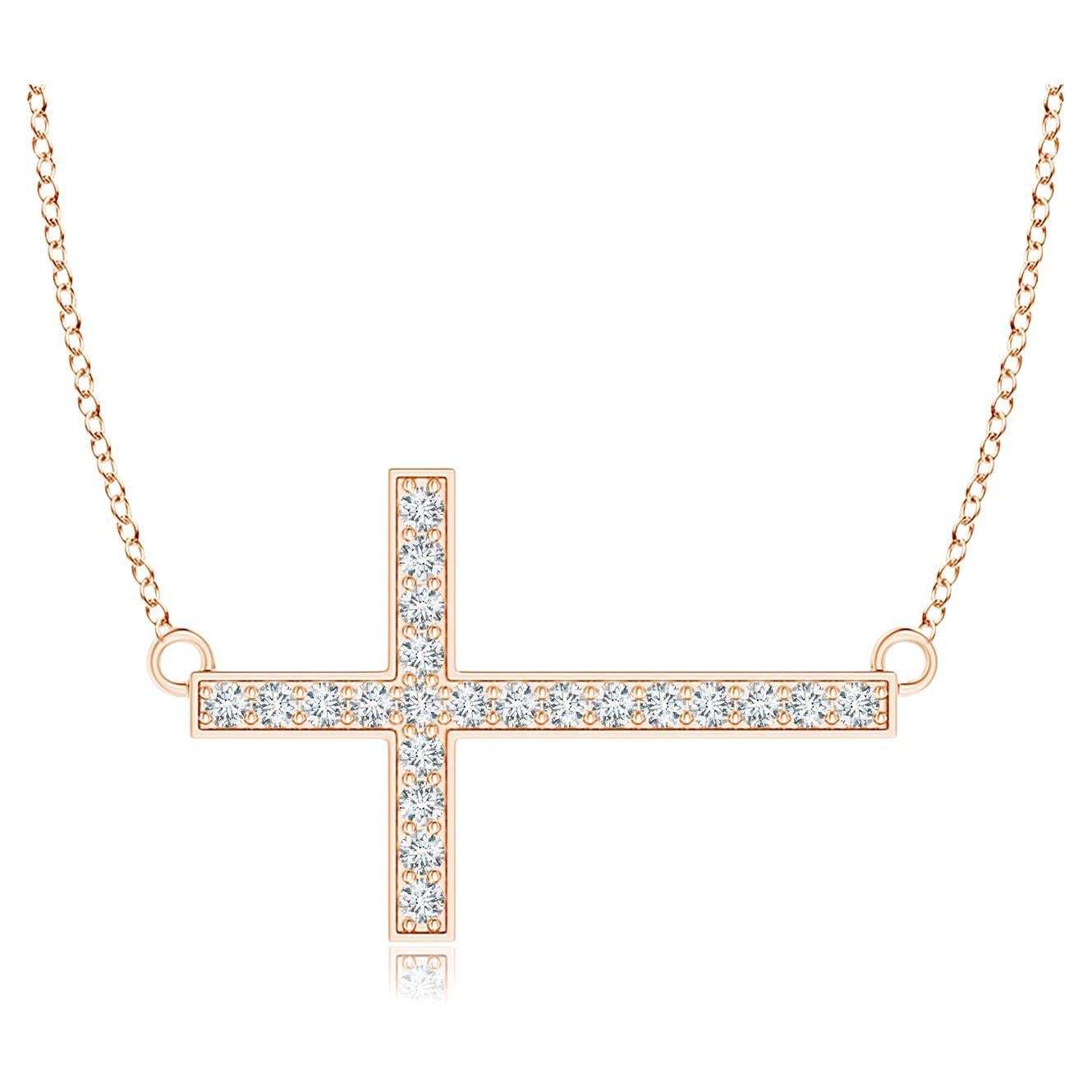 Natural Classic Diamond Cross Necklace in 14K White Gold (Size-1mm) For ...