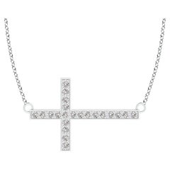 ANGARA Natural 0.1cttw Diamond Cross Necklace in 14K White Gold (I-J, I1-I2)