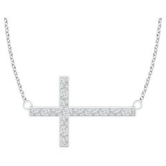 ANGARA Natural Classic 0.1cttw Diamond Cross Necklace in Platinum (Color-G, VS2)