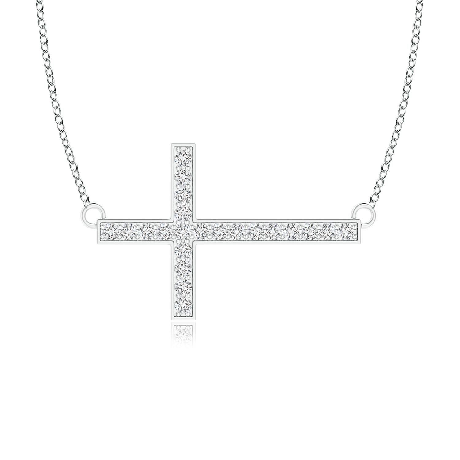 ANGARA Natural Classic 0.1cttw Diamond Cross Necklace in Platinum (Color-H, SI2) For Sale