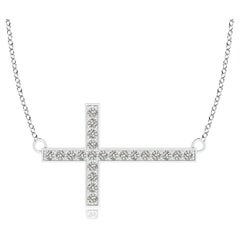 ANGARA Natural Classic .01cttw Diamond Cross Halskette in Platin (Farbe-K, I3)