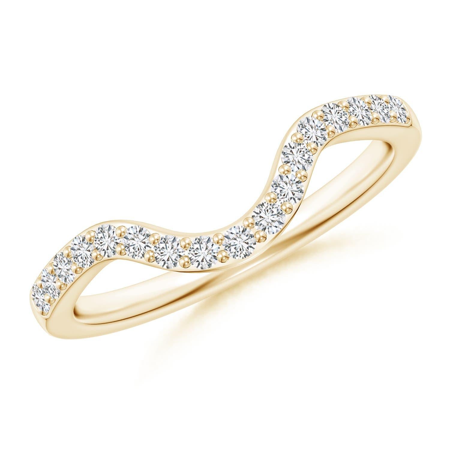 Anillo para mujer Angara de oro macizo de 14 quilates con diamante natural clásico curvado de ajuste cómodo en venta 1