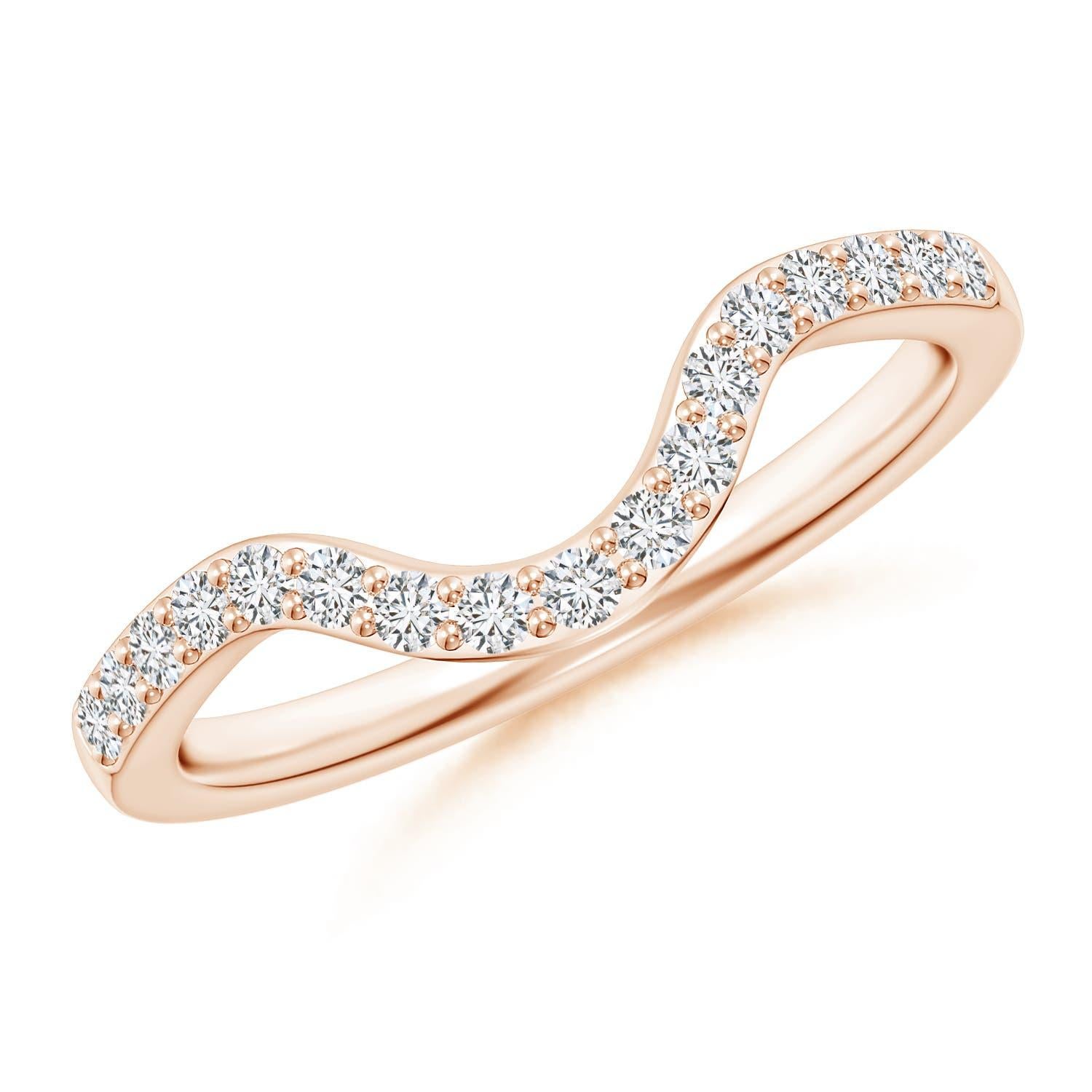 Anillo para mujer Angara de oro macizo de 14 quilates con diamante natural clásico curvado de ajuste cómodo en venta 2