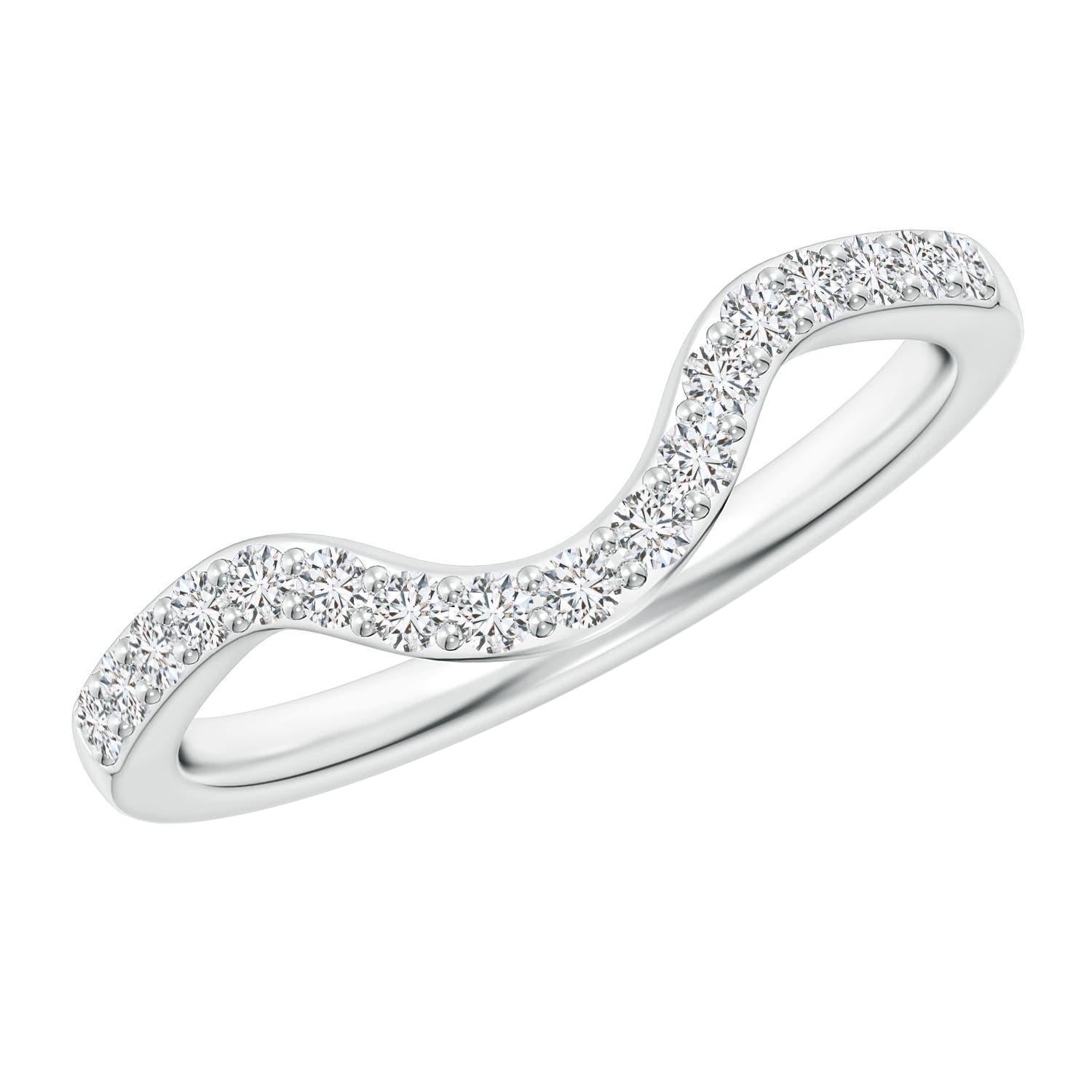 Anillo para mujer Angara de oro macizo de 14 quilates con diamante natural clásico curvado de ajuste cómodo