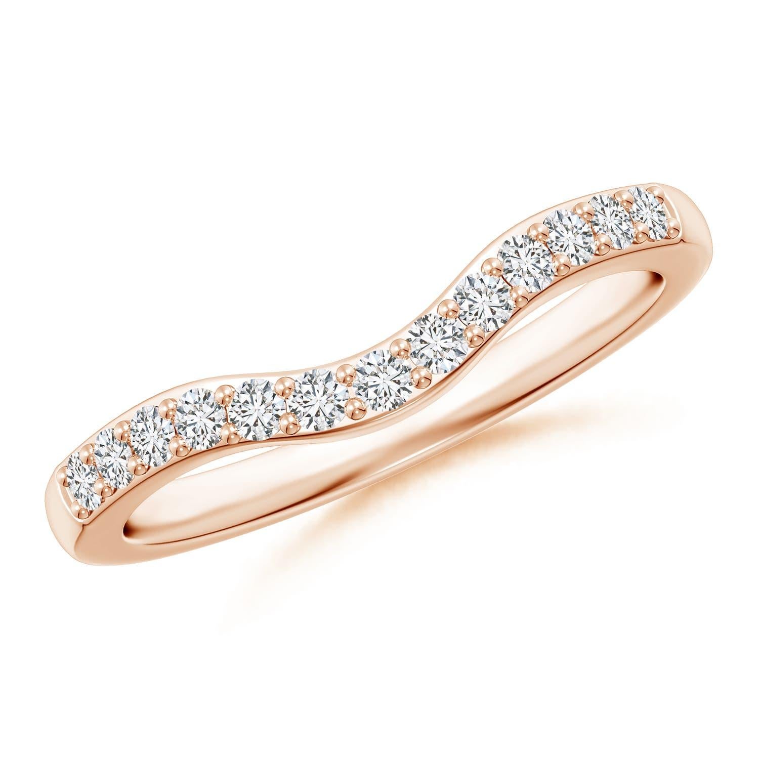 Anillo de boda de media eternidad con diamante clásico natural Angara en oro macizo de 14 quilates en venta 2