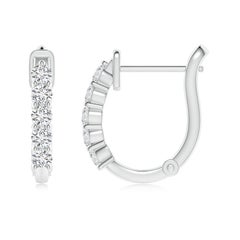 Angara Natural Classic Diamond Hinged Hoop Earrings in 14K Solid Gold for Women