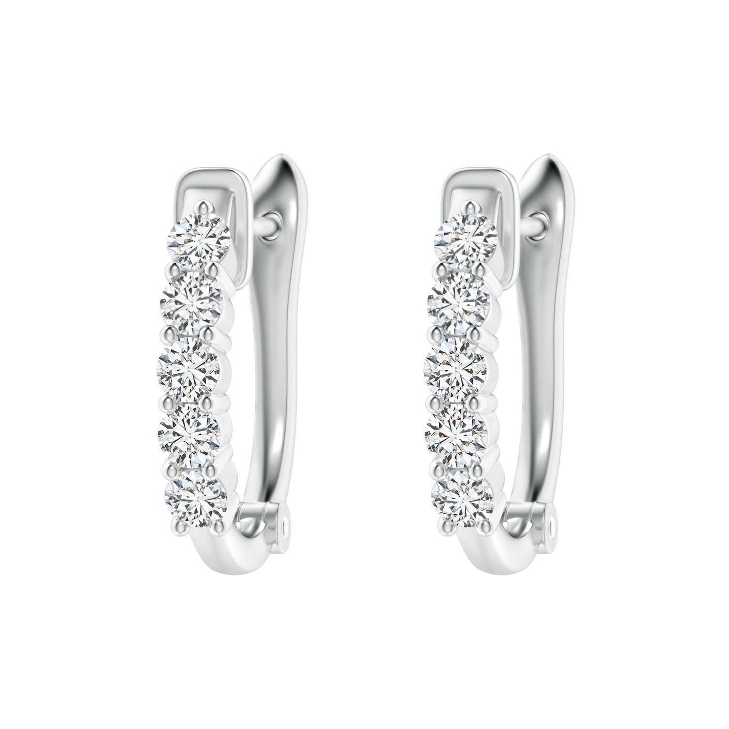 Angara - Boucles d
oreilles classiques en or massif 14 carats et diamants naturels pour femmes