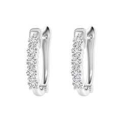 Angara - Boucles d
oreilles classiques en or massif 14 carats et diamants naturels pour femmes