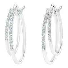 Angara - Boucles d
oreilles doubles en or massif 14 carats, cloutées de diamants classiques naturels