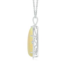 Angara Natural Classic GIA Certified 16.84ct Opal Halo Pendant in 14K Solid Gold