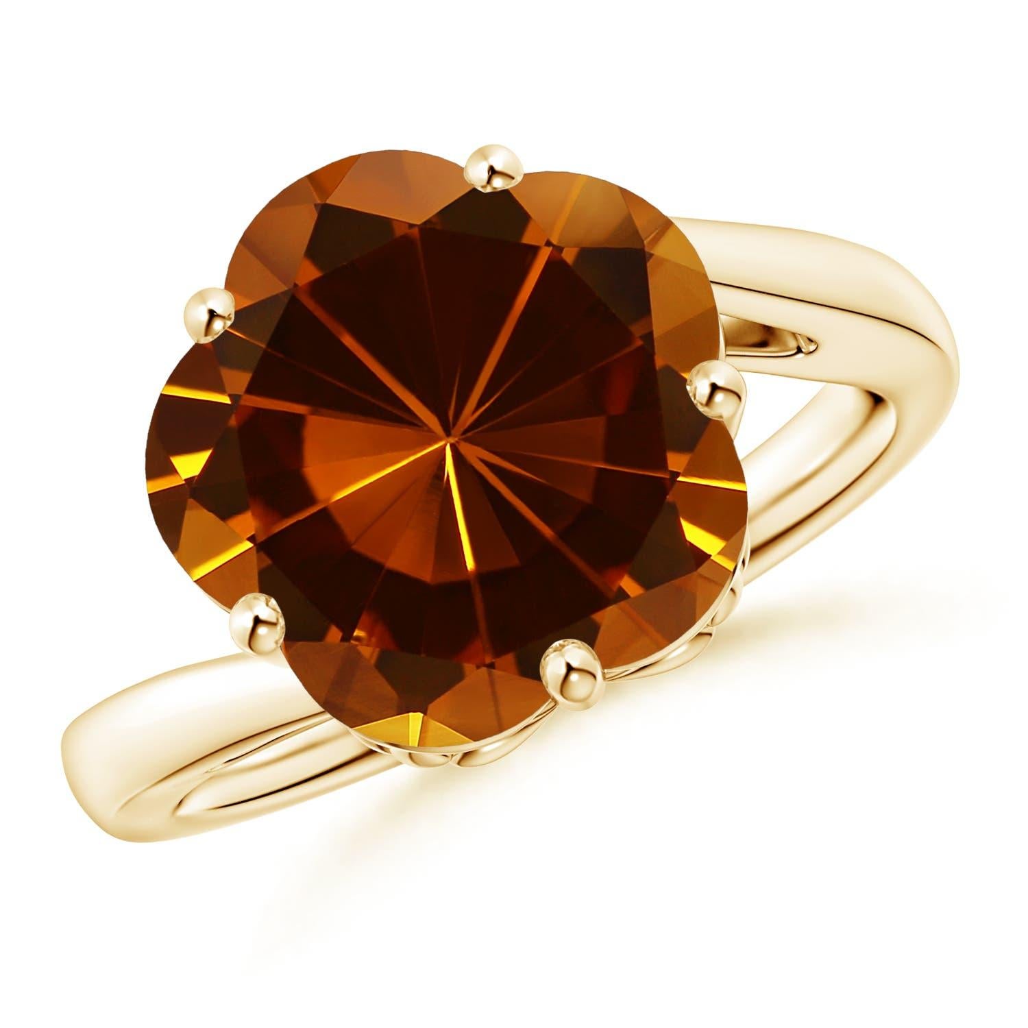 Anello con fiore di citrino di Angara Nature Classic certificato GIA da 5,36 carati in oro 14K in vendita 5