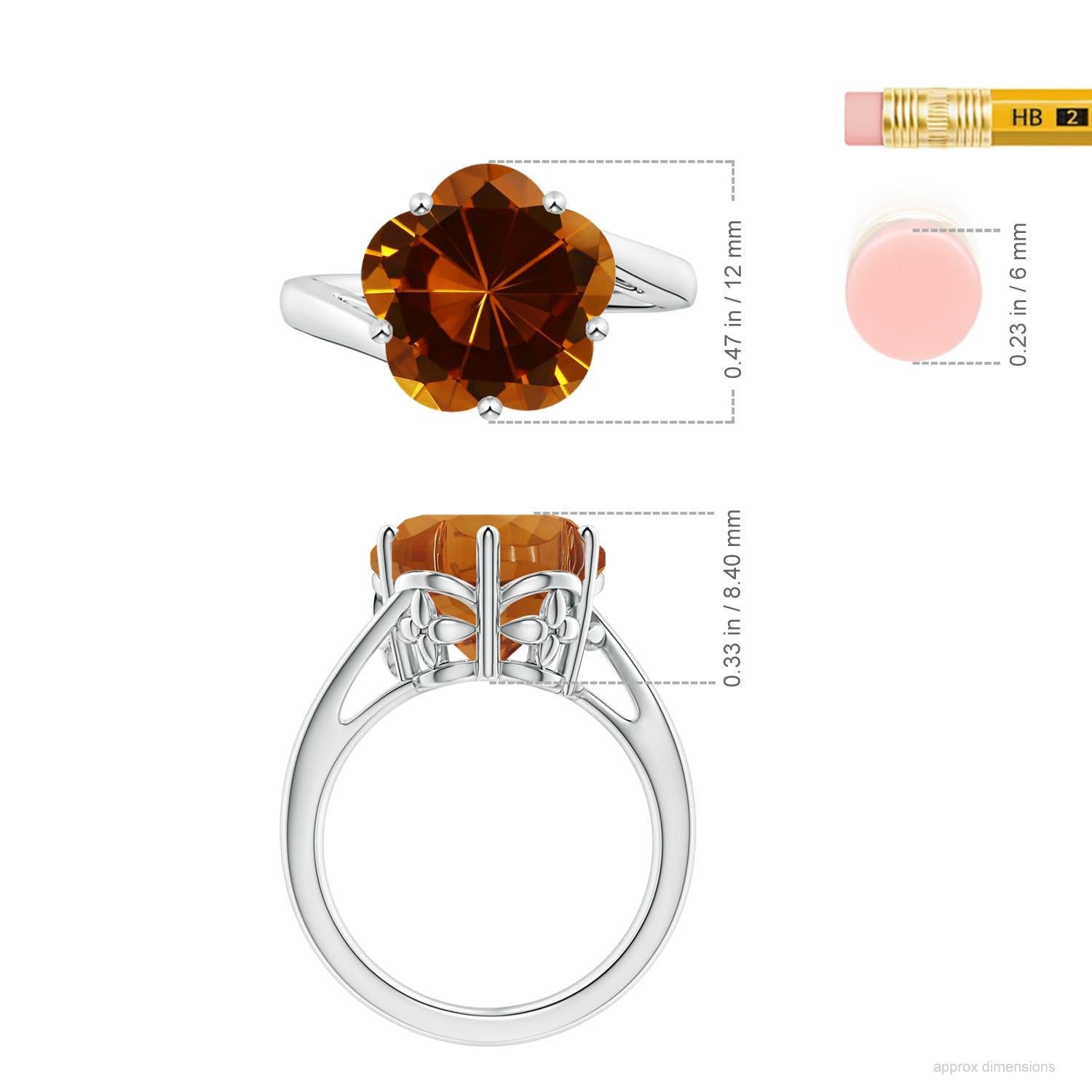 Anello con fiore di citrino di Angara Nature Classic certificato GIA da 5,36 carati in oro 14K in vendita 2