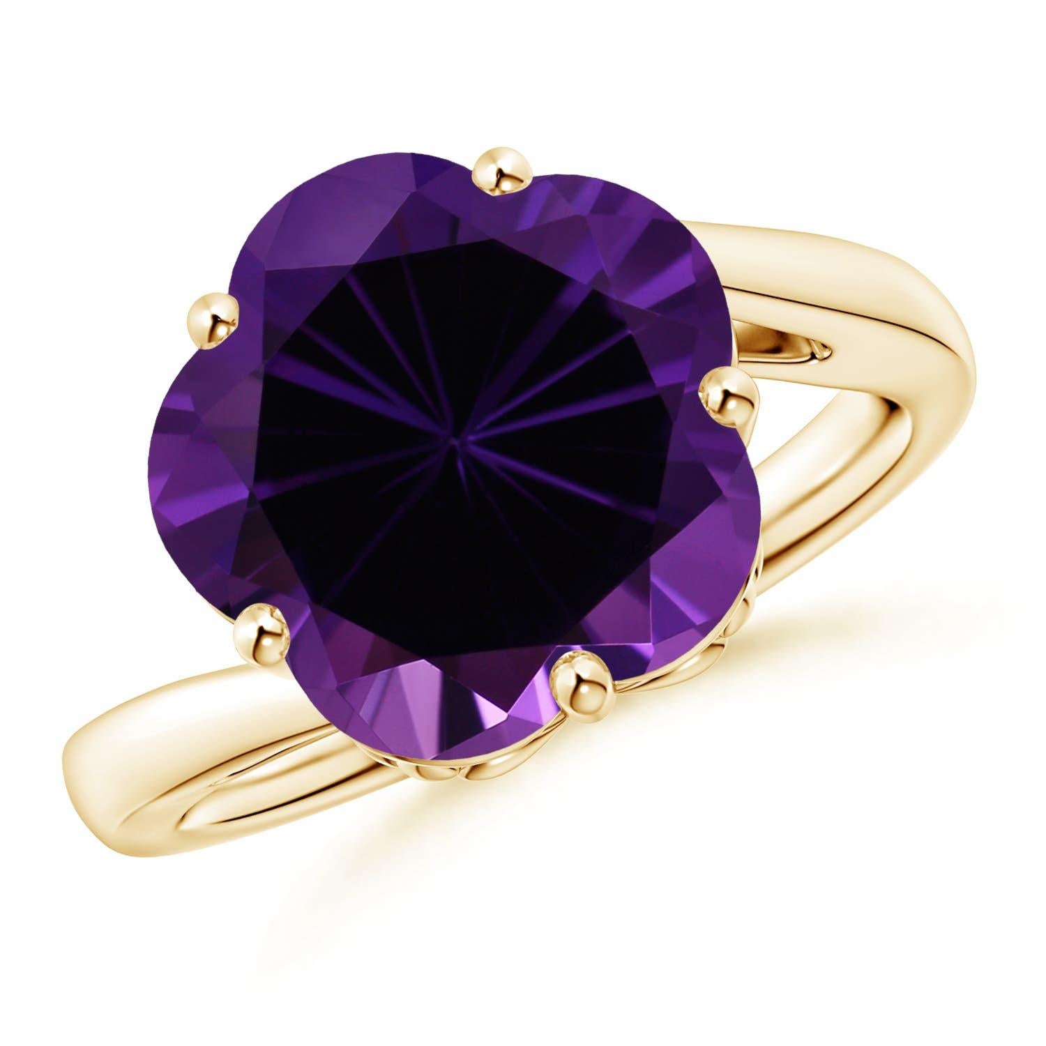 Anello con fiore di ametista di Angara Nature Classic certificato GIA da 5,74 carati in oro 14K in vendita 5
