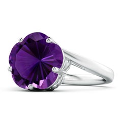 Angara Natural Classic GIA Certified 5.74 ct Amethyst Flower Ring in 14K Gold