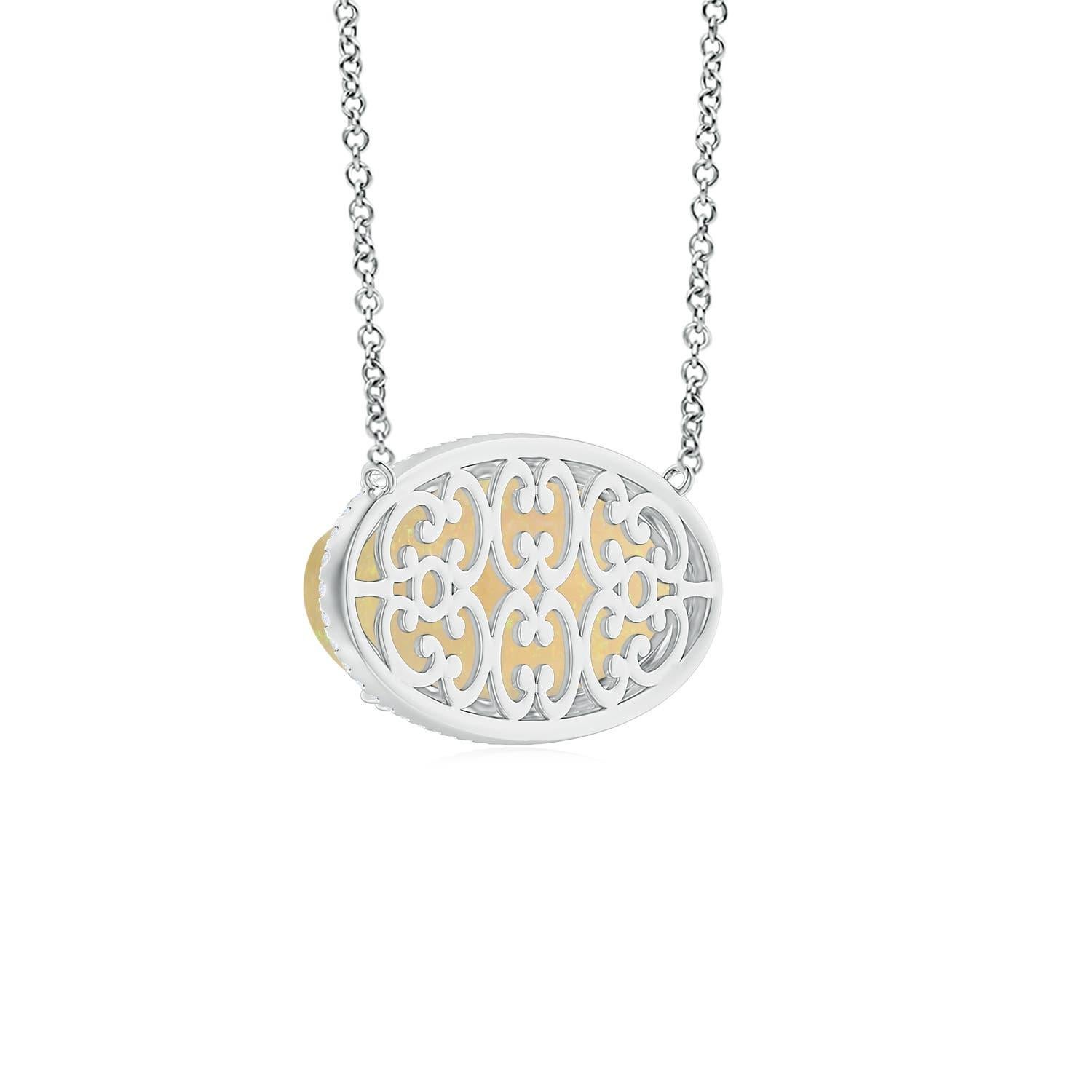Taglio ovale Collana di opale ovale da 19,55 ct in oro 14K di Angara Nature Classic GIA Certified in vendita