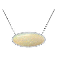 Angara Natural Classic GIA Certified Oval 19.55 ct Opal Necklace in 14K Gold